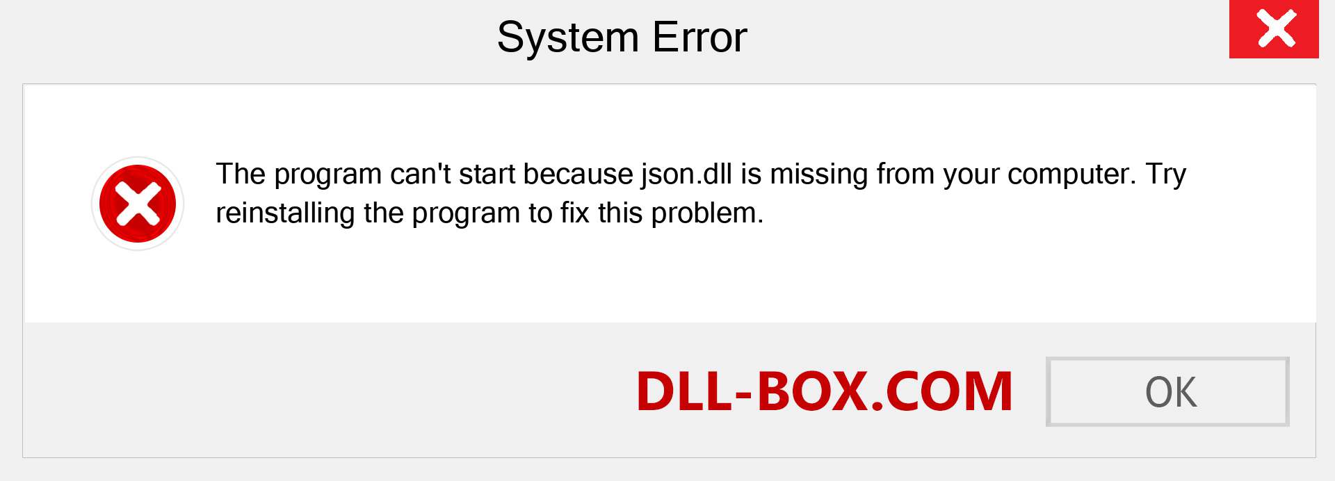  json.dll file is missing?. Download for Windows 7, 8, 10 - Fix  json dll Missing Error on Windows, photos, images